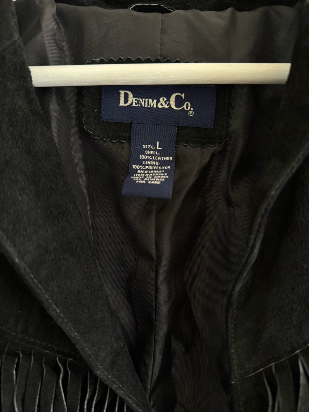 Denim&Co Black Suede Fringe Jacket - Picture 3 of 6